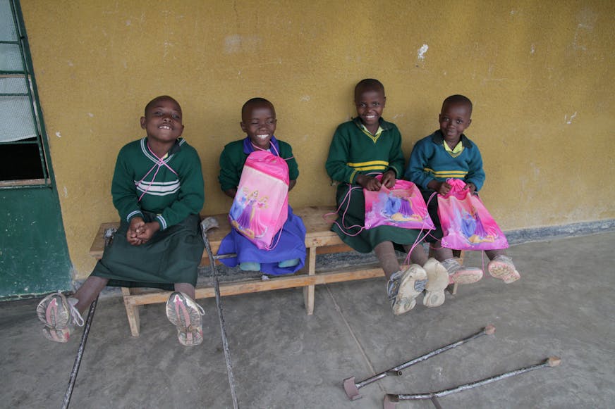 Chartine samen met vriendjes die ook een handicap hebben