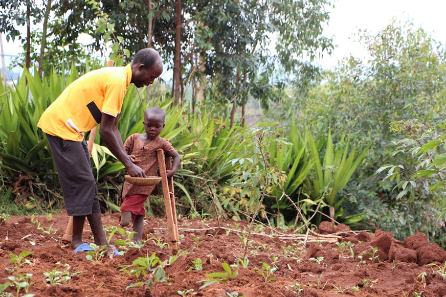 Franck helpt zijn vader op het land